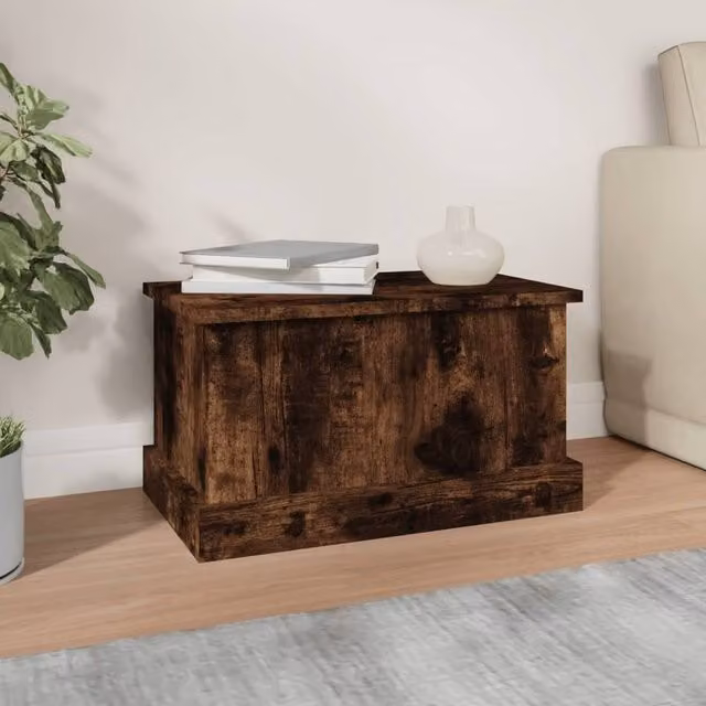 Berkfield Home Smoked Oak Storage Box in Brown, W/D/H: 50 x 30 x 28 cm
