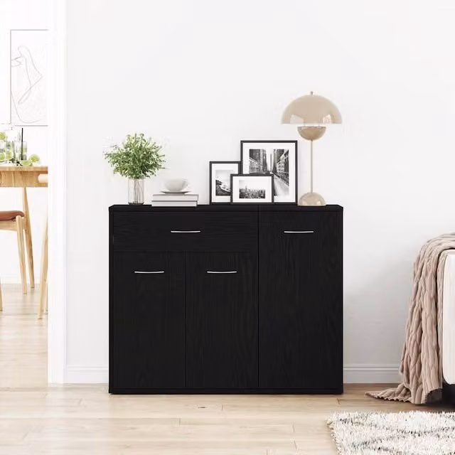 Berkfield Home Black Oak Sideboard, W/D/H: 88 x 30 x 70 cm
