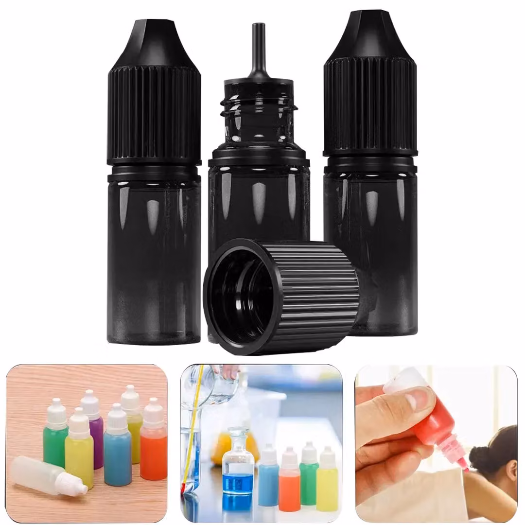 SPETLEK Empty Black Plastic Bottles for Essential Oils and Liquids, 10ml – 4