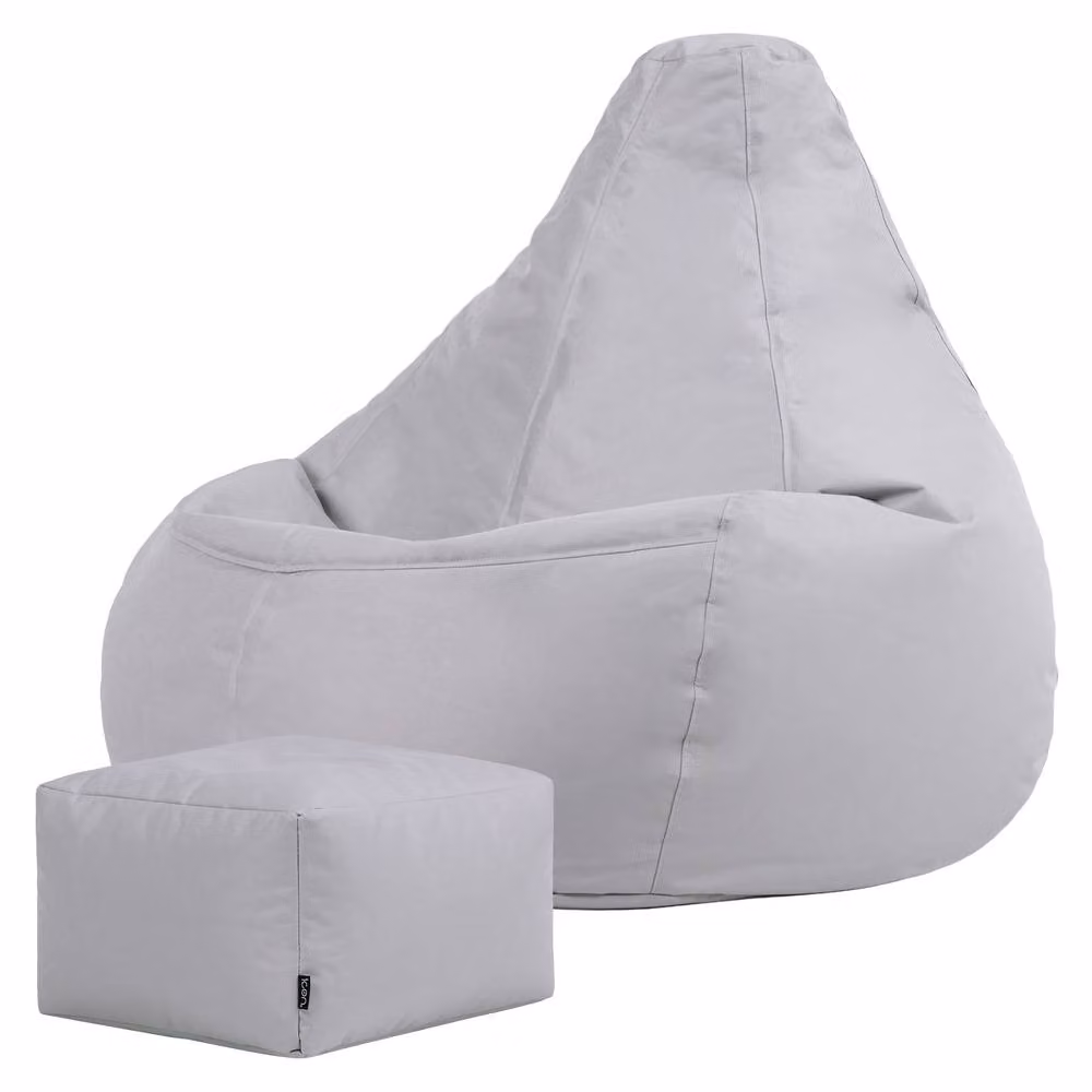 Bean Bag Bazaar Grey Outdoor Bean Bag and Footstool with Filling Included – 3
