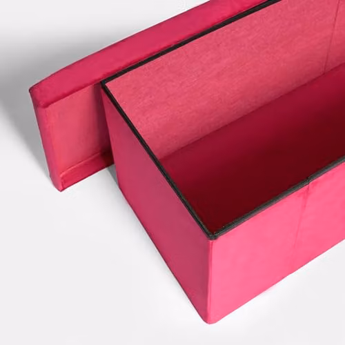 OHS Matte Velvet Rectangular Ottoman Storage Box in Pink – 3