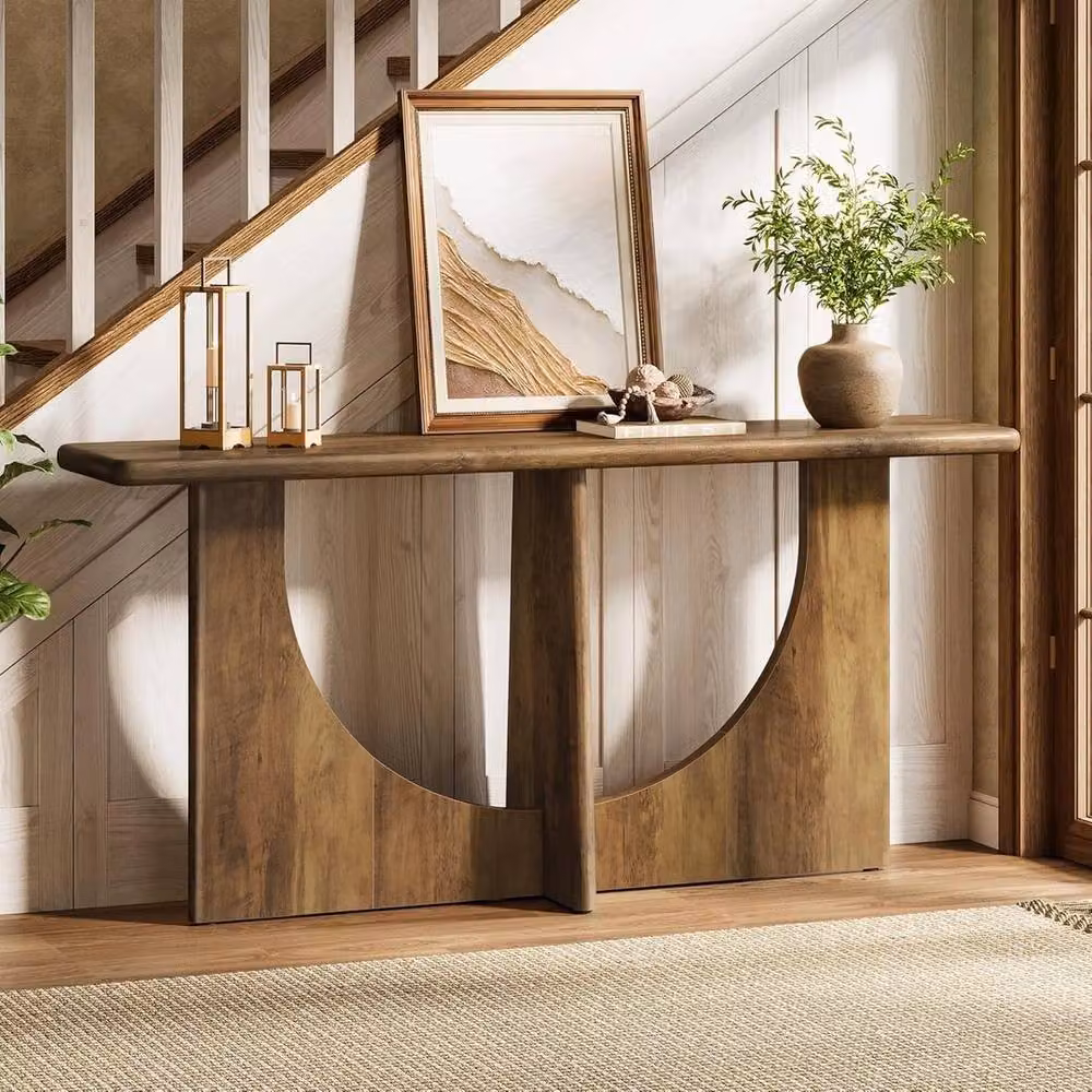 VOGREX Rustic Brown Extra Long Farmhouse Console Table, W/D/H: 180.3 x 30 x 85 cm – 3