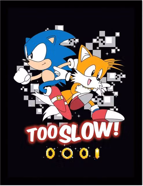 Sonic the Hedgehog Too Slow Multicolour Framed Paper Poster
