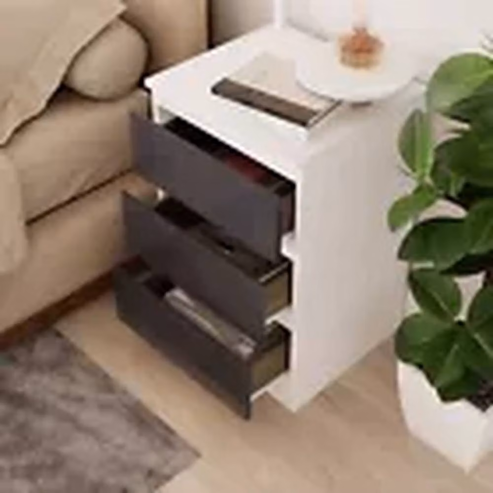 Havendro White and Grey 3 Drawer Wooden Bedroom Chest Cabinet, H 61.5 x W 40 x D 35 cm – 2