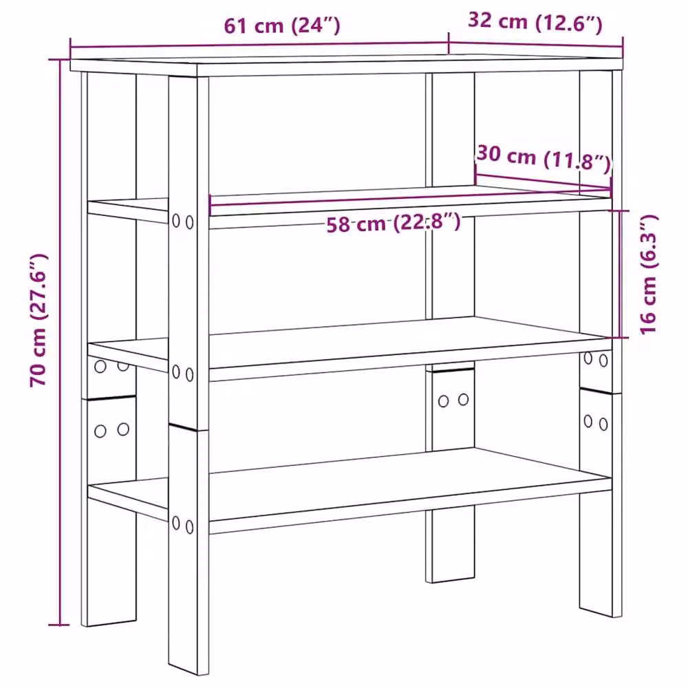 Berkfield Home Black Modern Shoe Rack, W/D/H: 61 x 32 x 70 cm – 7