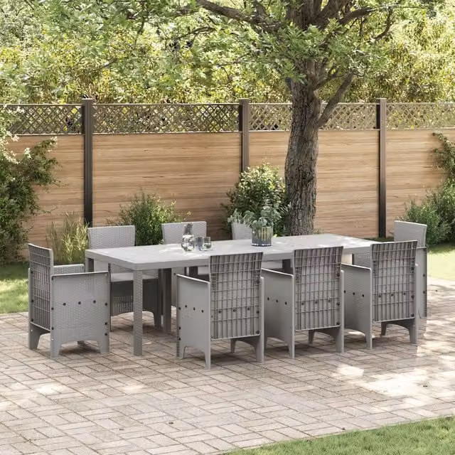 Berkfield Home Garden Table in Light Grey Poly Rattan, W/D/H: 250 x 100 x 73 cm