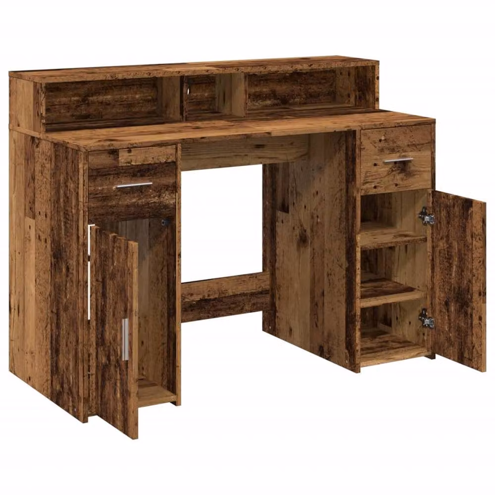 Berkfield Home Soft Desk with LED Lights in Brown, W/D/H: 120 x 55 x 91 cm – 5