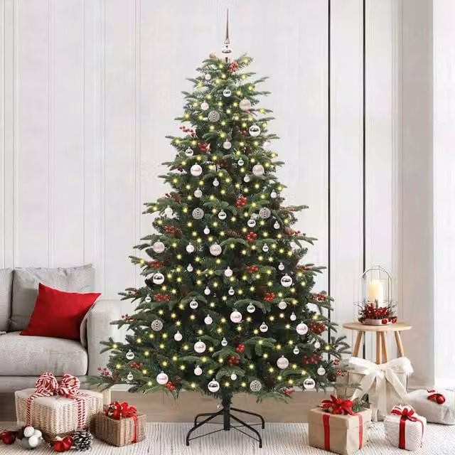 Berkfield Home Artificial Green Christmas Tree with 300 LEDs and Stand, Height: 240 cm