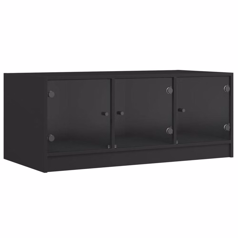 Berkfield Home Modern Black Coffee Table with Glass Doors W/D/H: 102 x 50 x 42 cm – 2
