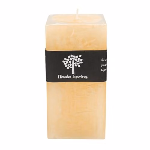 Nicola Spring Vanilla Scented Square Pillar Candle, Beige, W: 15.0 cm, D: 7.5 cm, H: 7.5 cm
