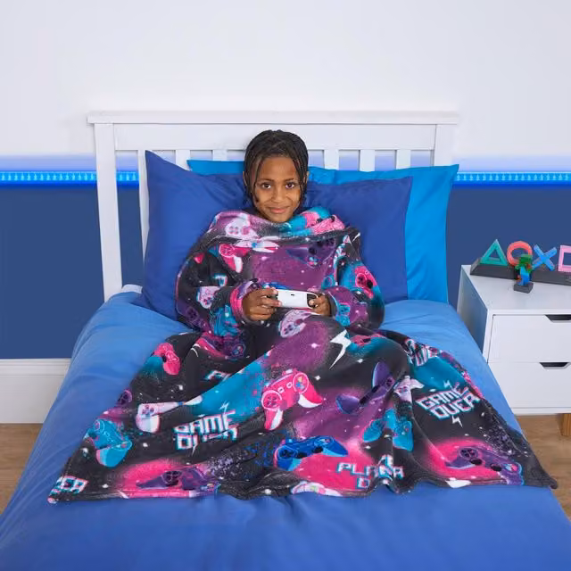 OHS Kids Purple Fleece Wearable Blanket with Sleeves – 1