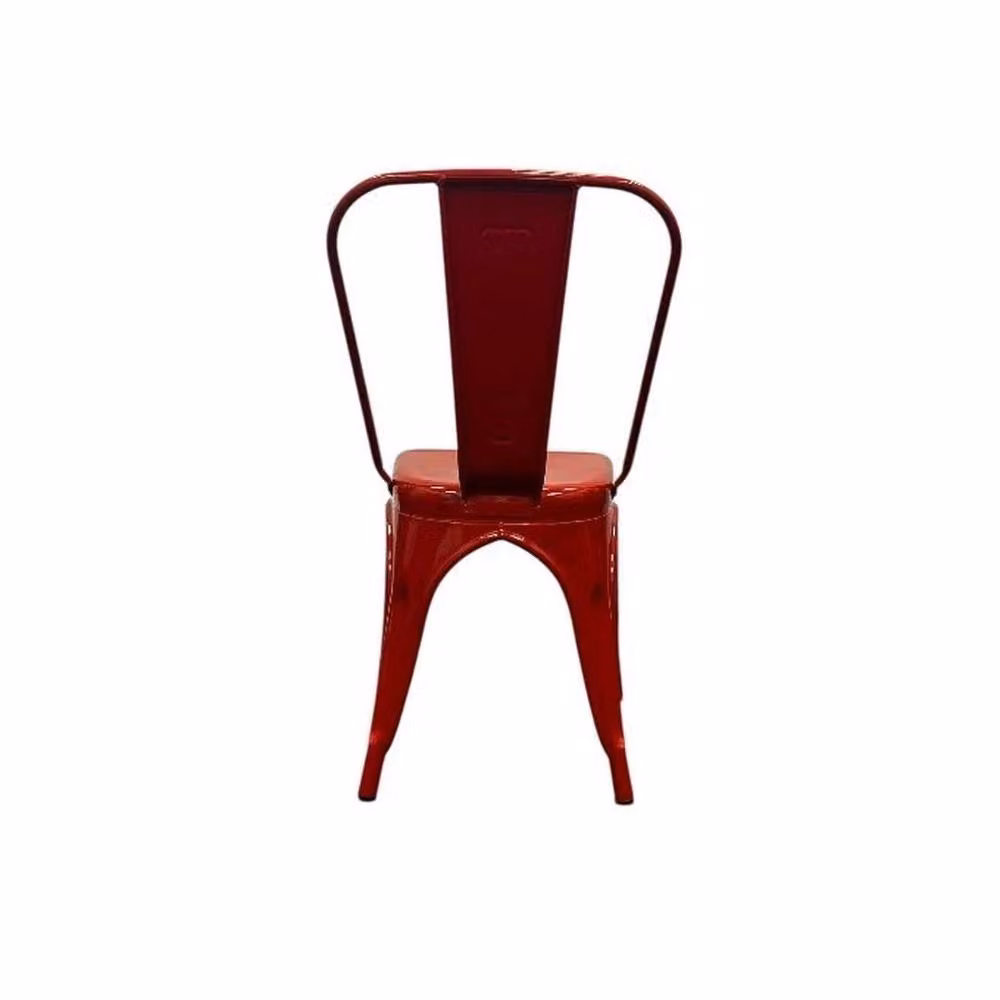 PAWNORA Red Metal Tolix Style Dining Chair for Kitchen and Dining Rooms – 3