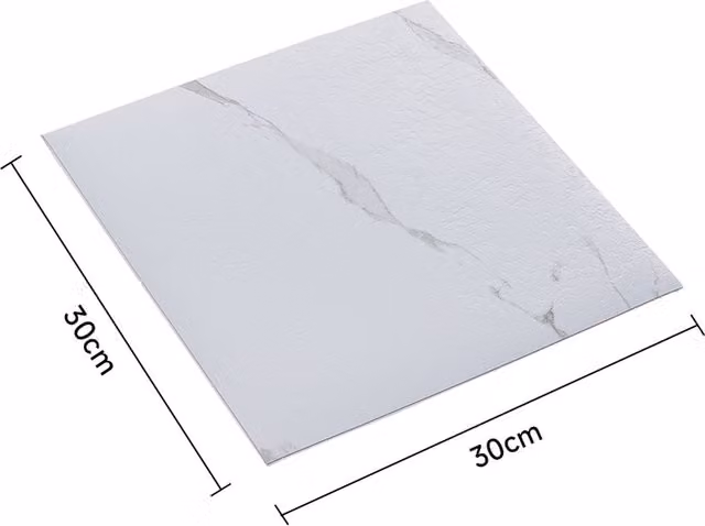 Livingandhome 12-Piece Self-Adhesive PVC Marble Floor Tiles in Grey, W/D/H: 30 x 30 x 0.3 cm
