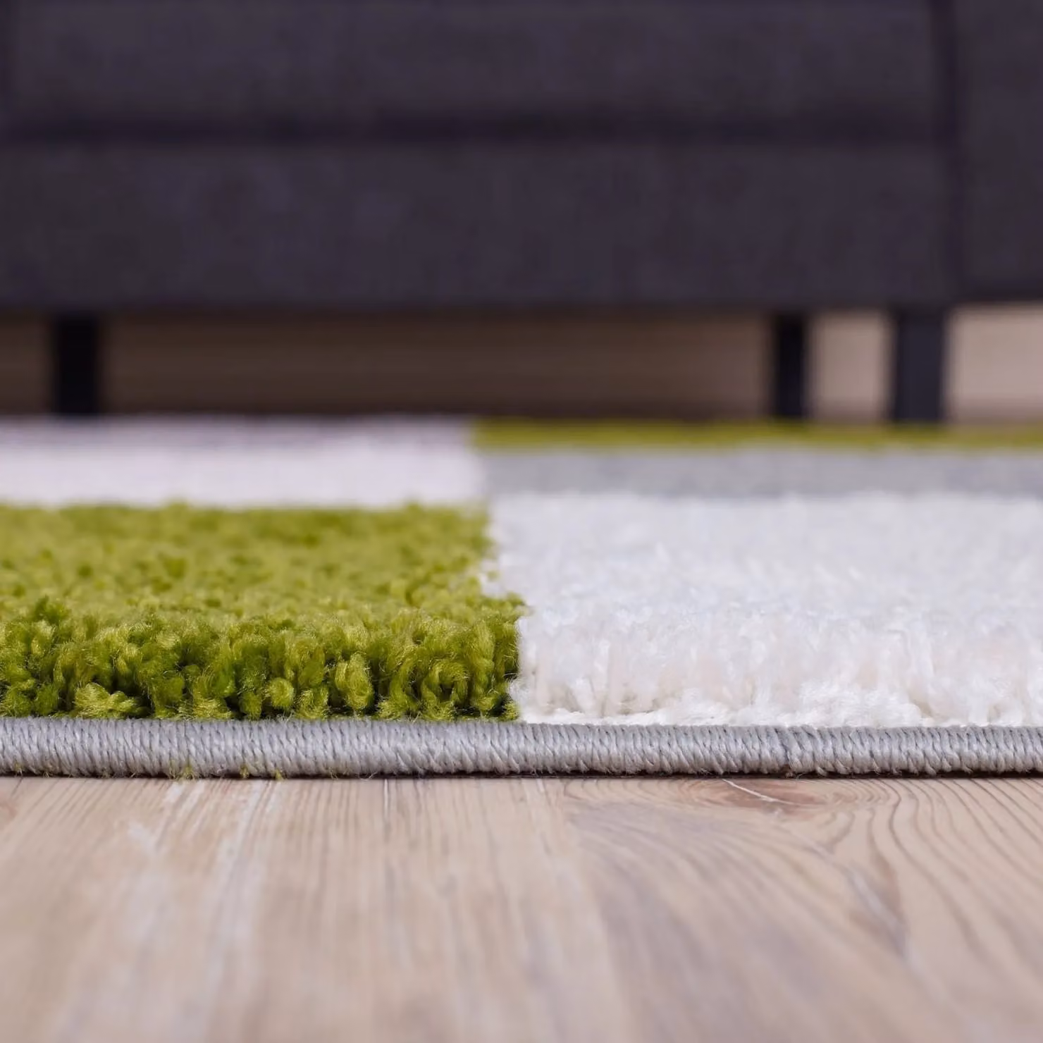 THE RUGS Soft Check High Pile Shaggy Rug, Green, W/D: 200 x 290 cm – 4