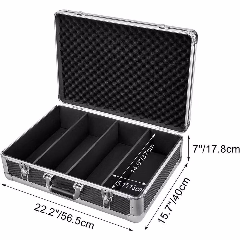 EONLION Portable Aluminium Media Storage Case, Black, Width: 50 cm – 2
