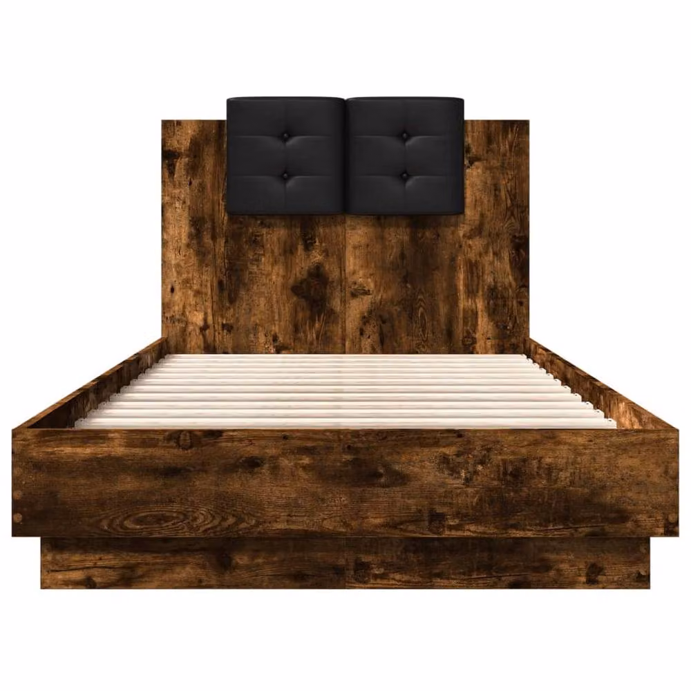 Berkfield Home Small Single Bed Frame in Smoked Oak Brown, W: 75 cm x L: 190 cm – 4
