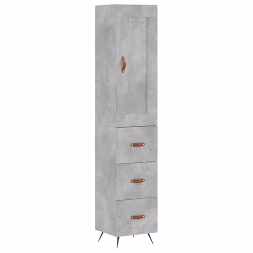 vidaXL Modern Highboard in Concrete Grey, W/D/H: 34.5 x 34 x 180 cm – 1