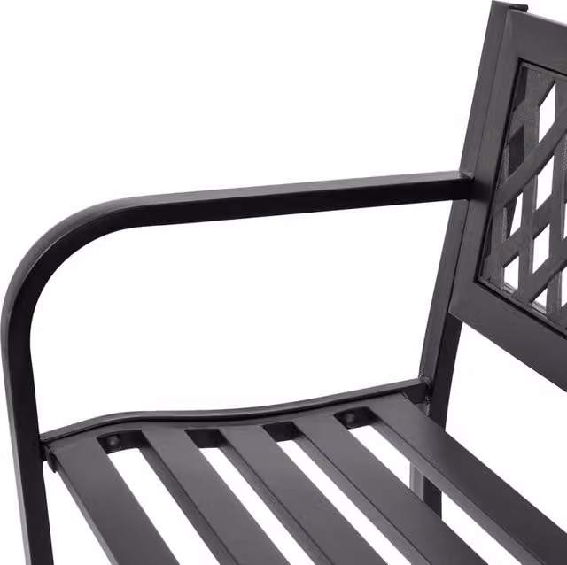 Berkfield Home Durable Modern Garden Bench in Black Steel and PVC
