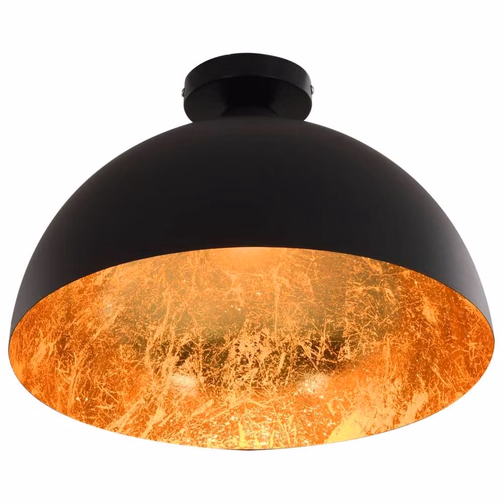 Berkfield Home Set of 2 Modern Semi-spherical Metal Ceiling Lamps in Black and Gold with E27 Downlight – 3
