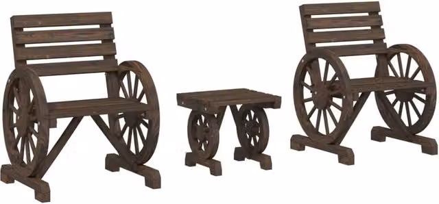Berkfield Home 3 Piece Brown Solid Wood Garden Lounge Set