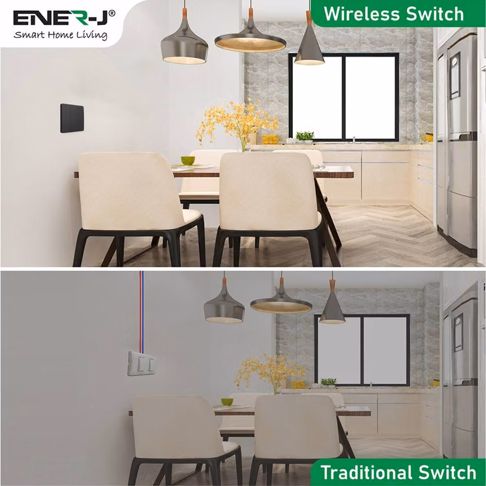 ENER-J Wireless Kinetic 3 Gang Light Switch with 3 Receivers, 500W, Black – 4