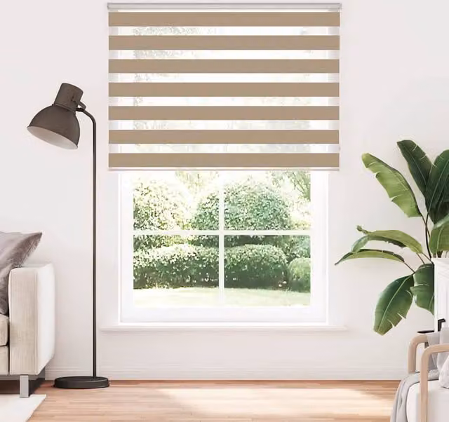 Berkfield Home Zebra Blind in Sand Brown, W: 155 cm, H: 200 cm