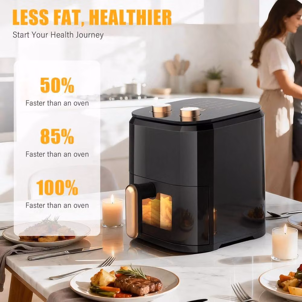 EONLION 4L Small Manual Air Fryer with Rapid Hot Air Circulation in Black – 4