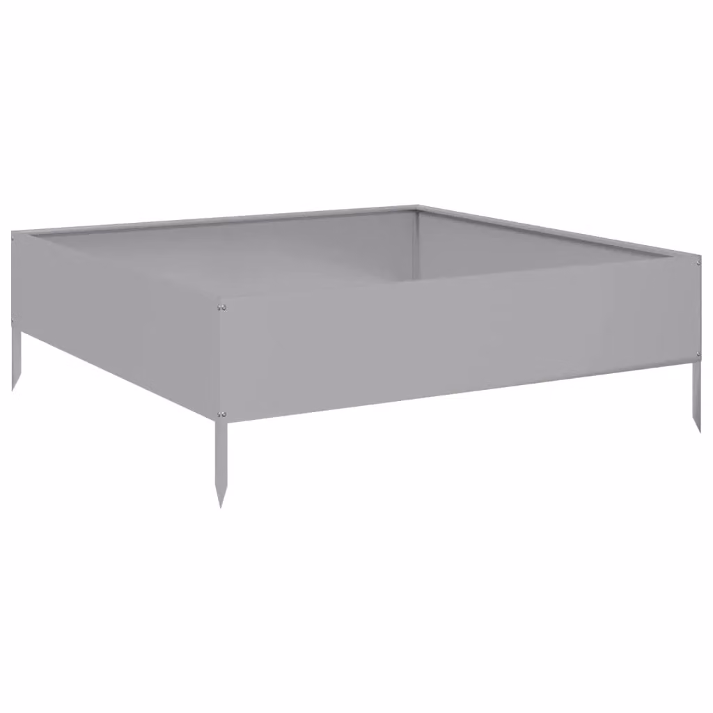 Berkfield Home Garden Galvanised Steel Raised Bed in Silver, W/D/H: 100 x 100 x 33.5 cm – 2