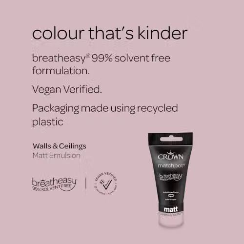 Crown Walls & Ceilings Pink Matt Water Based Paint Tester Sample 40ml – 2