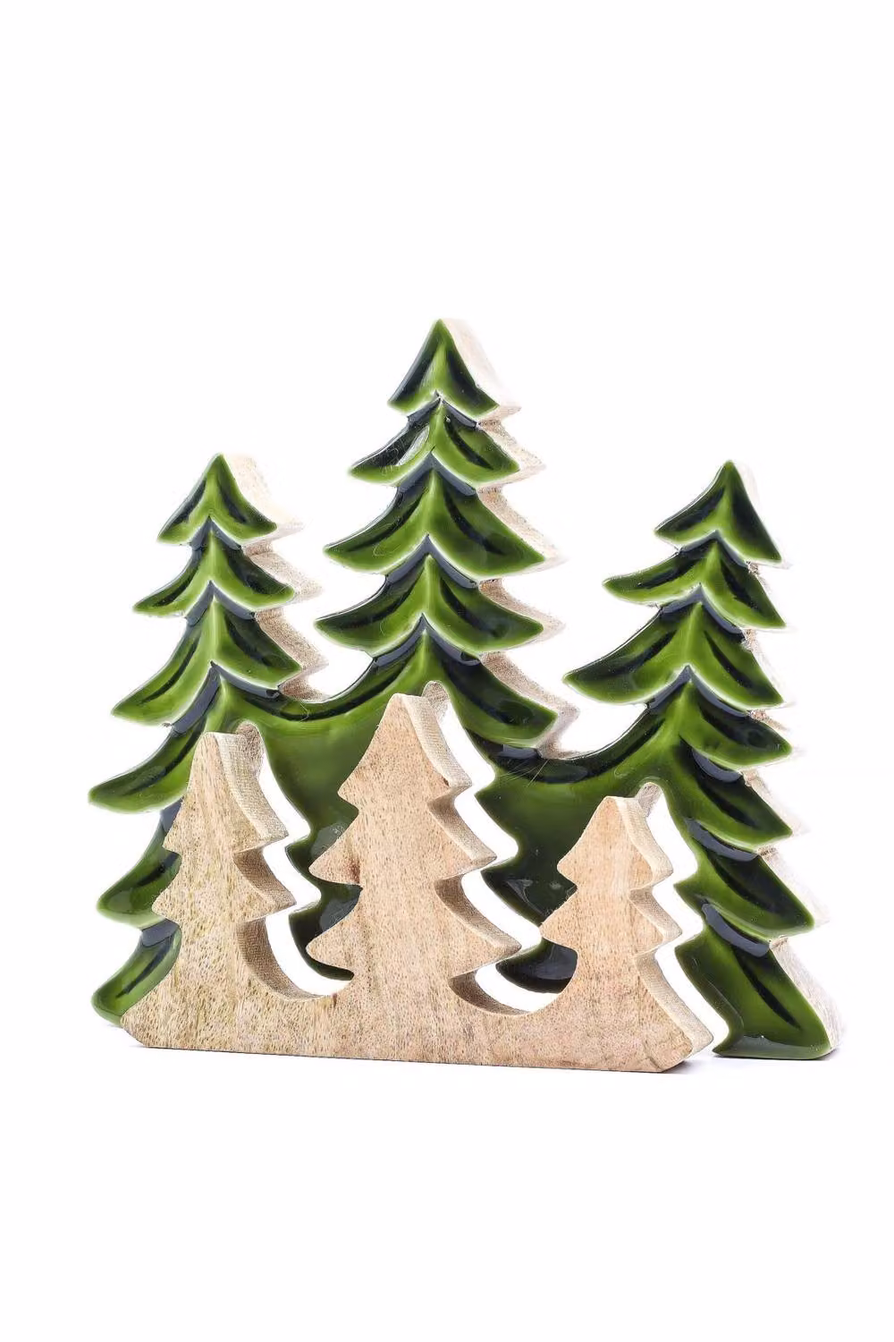 KDMD Lost in the Forest 3D Wooden Tree Decor, Handcrafted Mango Wood in Green, W/H: 20 x 23 cm – 2