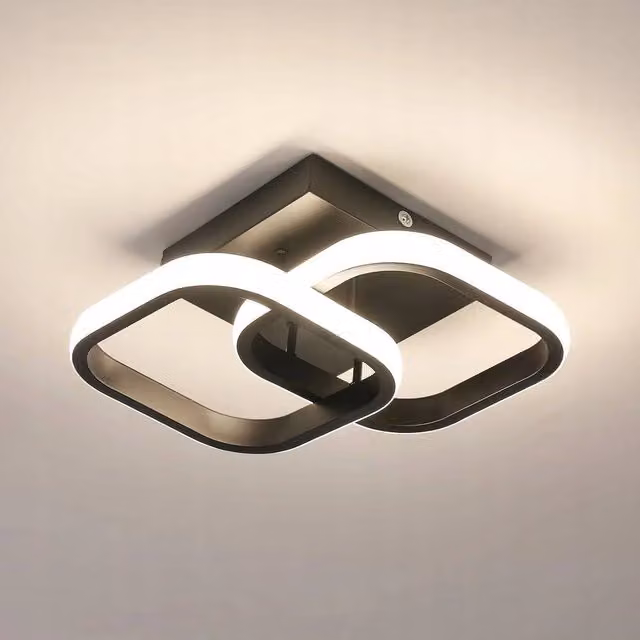 COMELY 22W Square Modern Aluminium LED Ceiling Light in Black with 4500K Natural Light