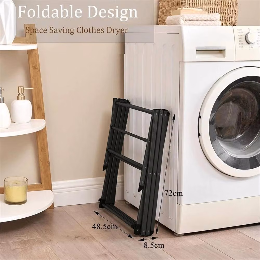 FLAVORA 3-Tier Black Clothes Airer with 7.5m Drying Space – 2