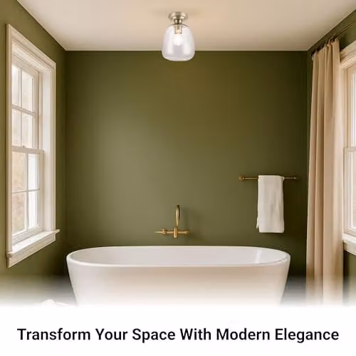 Cosylyte Buxton Classic Bubble Glass Ceiling Light, Antique Brass and Transparent, W/D/H: 18 x 18 x 25 cm, IP44 – 6