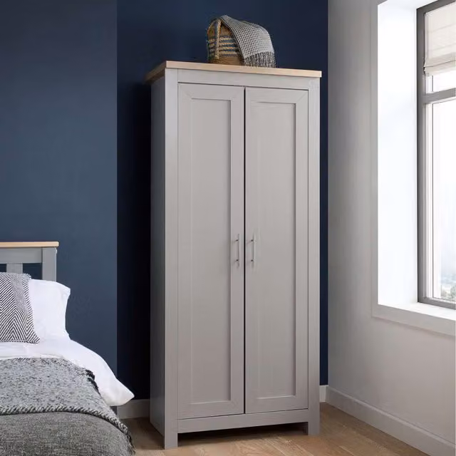 Birlea Highgate 2 Door Wardrobe in Grey and Oak