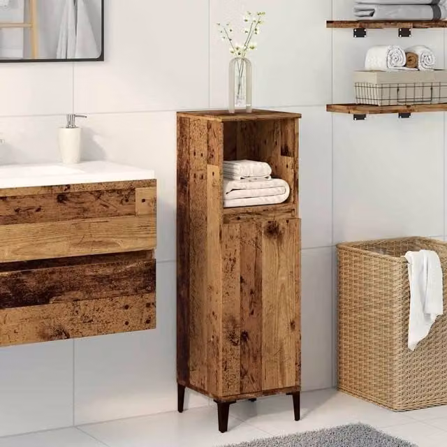 Berkfield Home Durable Rustic Bathroom Cabinet in Brown, W/D/H: 30 x 30 x 100 cm – 1