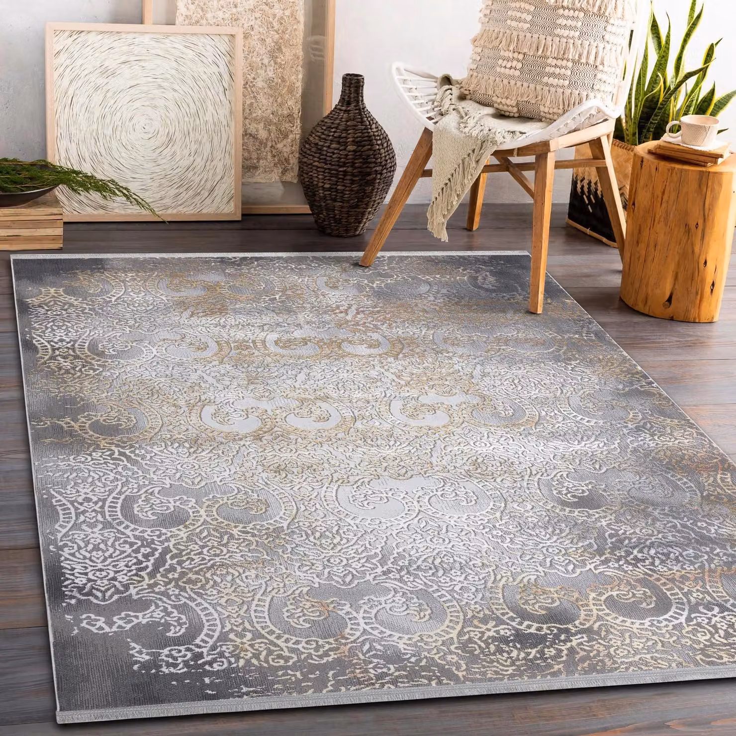 RugsX Luce Grey Rectangular Rug, W: 154 cm, D: 220 cm – 3