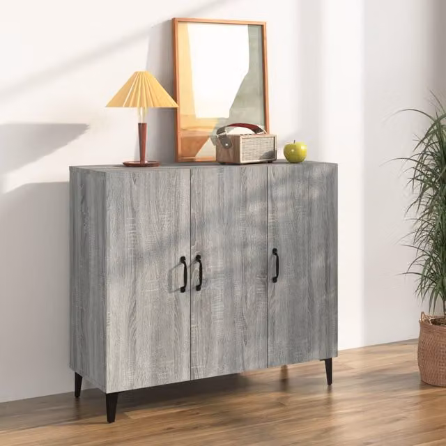 Berkfield Home Grey Sonoma Sideboard in Engineered Wood, W/D/H: 90 x 34 x 80 cm