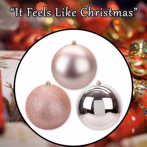 VFM e-Store Set of 3 Gold Round Hanging Christmas Bauble Ornaments, 14 cm – 6