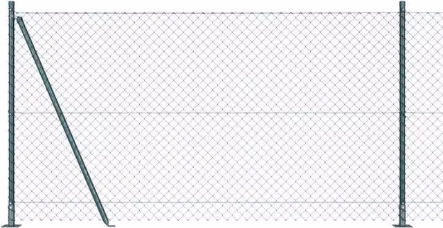 Berkfield Home Green Galvanised Steel Chain Link Fence with 7 Flanged Posts, H: 120 cm, W: 10 m