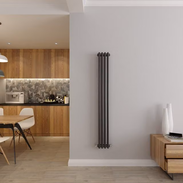 AicaBathroom Vertical Traditional Cast Iron Style 2 Column Radiator in Anthracite, H 150 cm x W 20 cm x D 20 cm
