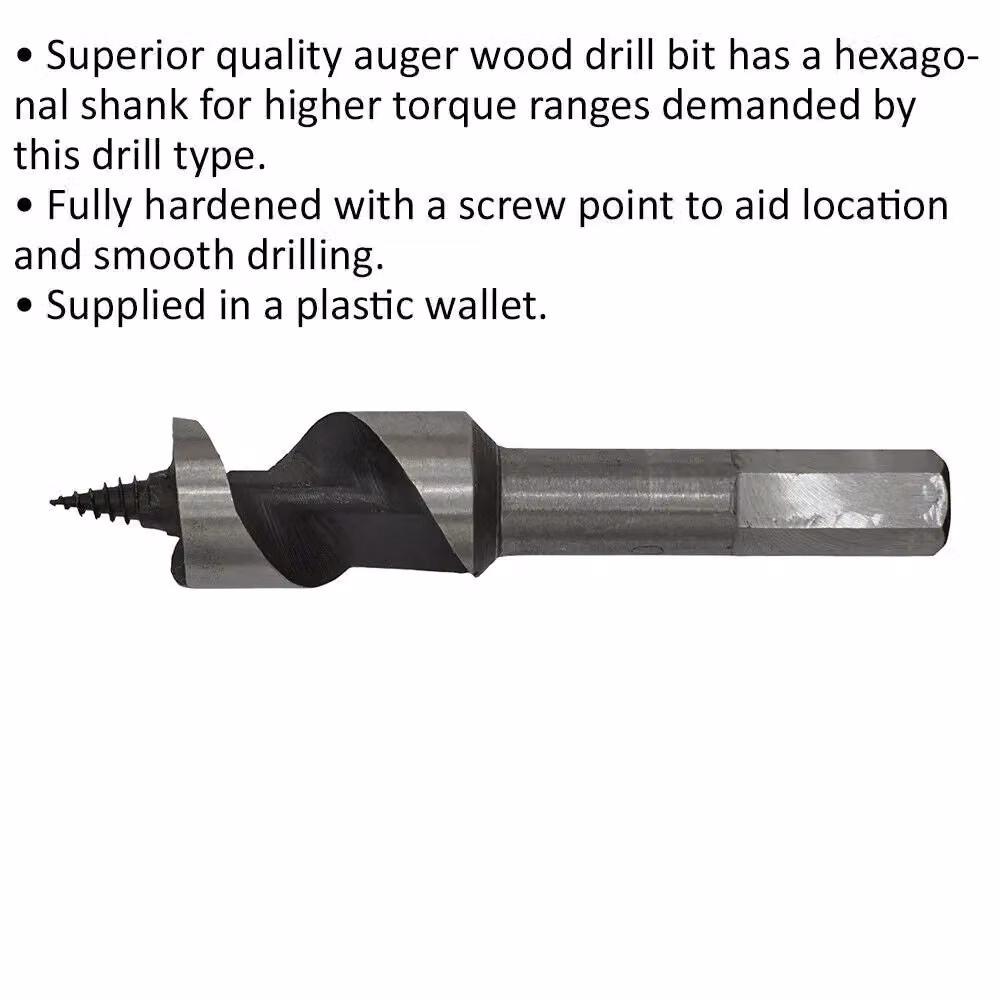 Loops Silver Hardened Auger Wood Drill Bit with Hexagonal Shank – 2