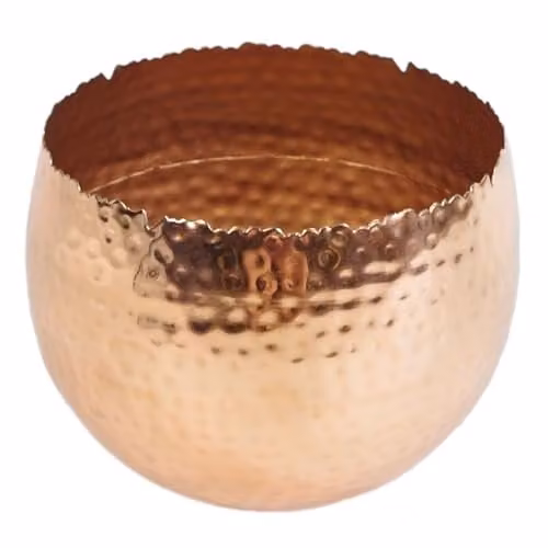 Leaf Large Hammered Metal Tabletop Bowl, Bronze, W: 22 cm, D: 17 cm, H: 17 cm