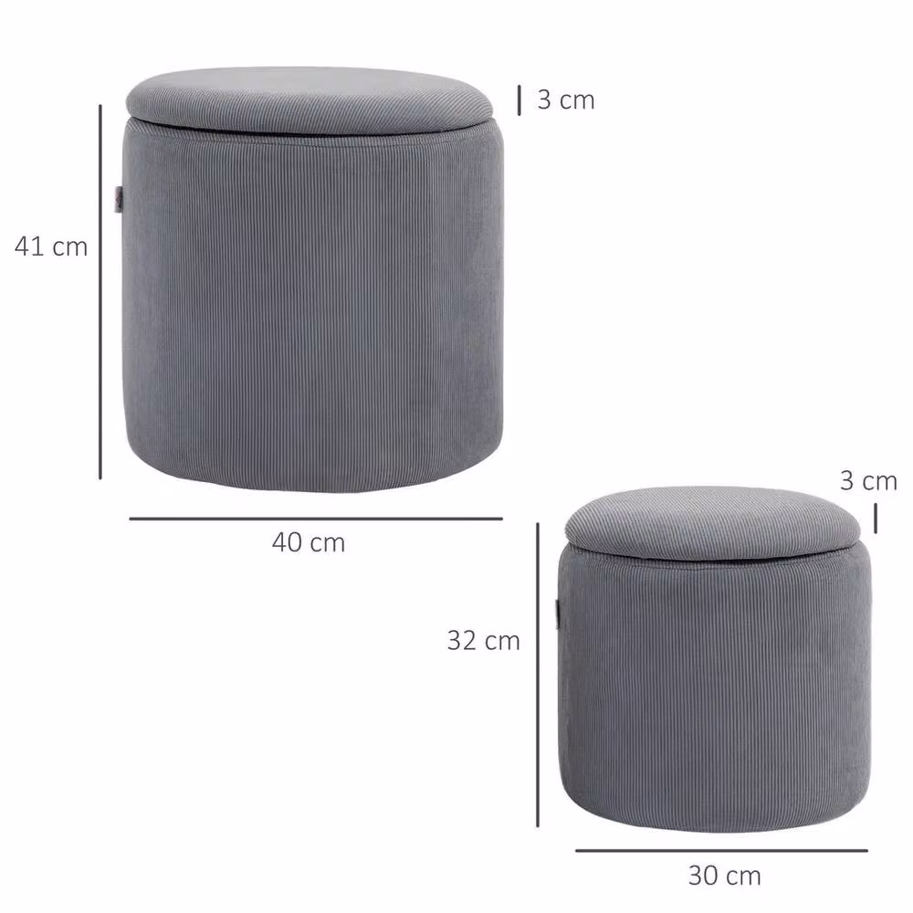 EONLION Grey Fabric Storage Ottoman with Removable Lid – 2