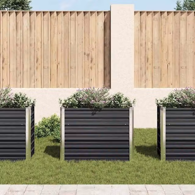 Berkfield Home Garden Anthracite Raised Bed in Galvanised Steel, W/D/H: 100 x 40 x 77 cm