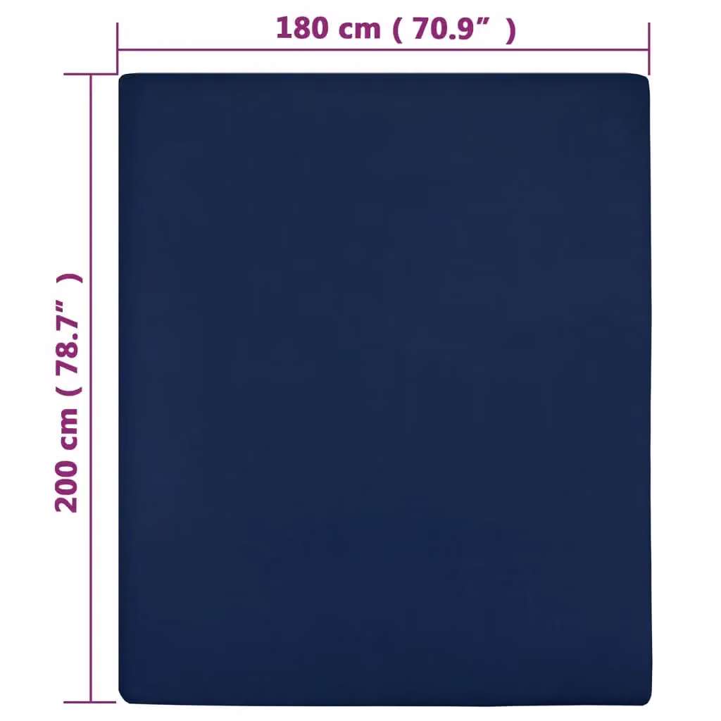Berkfield Home Navy Blue Jersey Cotton Fitted Sheets, 2 Pack, W/D/H: 180 x 200 cm – 2