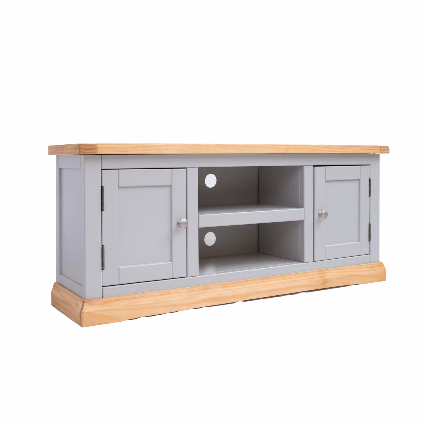 Cabinet Bits Bomporto Light Grey 2 Door TV Cabinet with Chrome Knobs – 2