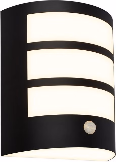 Briloner Off Grid Rechargeable LED Outdoor Wall Light with Motion and Dusk Sensor, Black, W/D/H: 18 x 15 x 7 cm