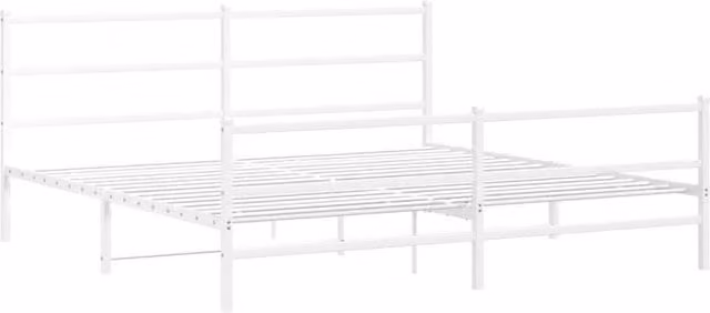 Berkfield Home Metal Bed Frame with Footboard in White, W/D/H: 183 x 213 x 90 cm