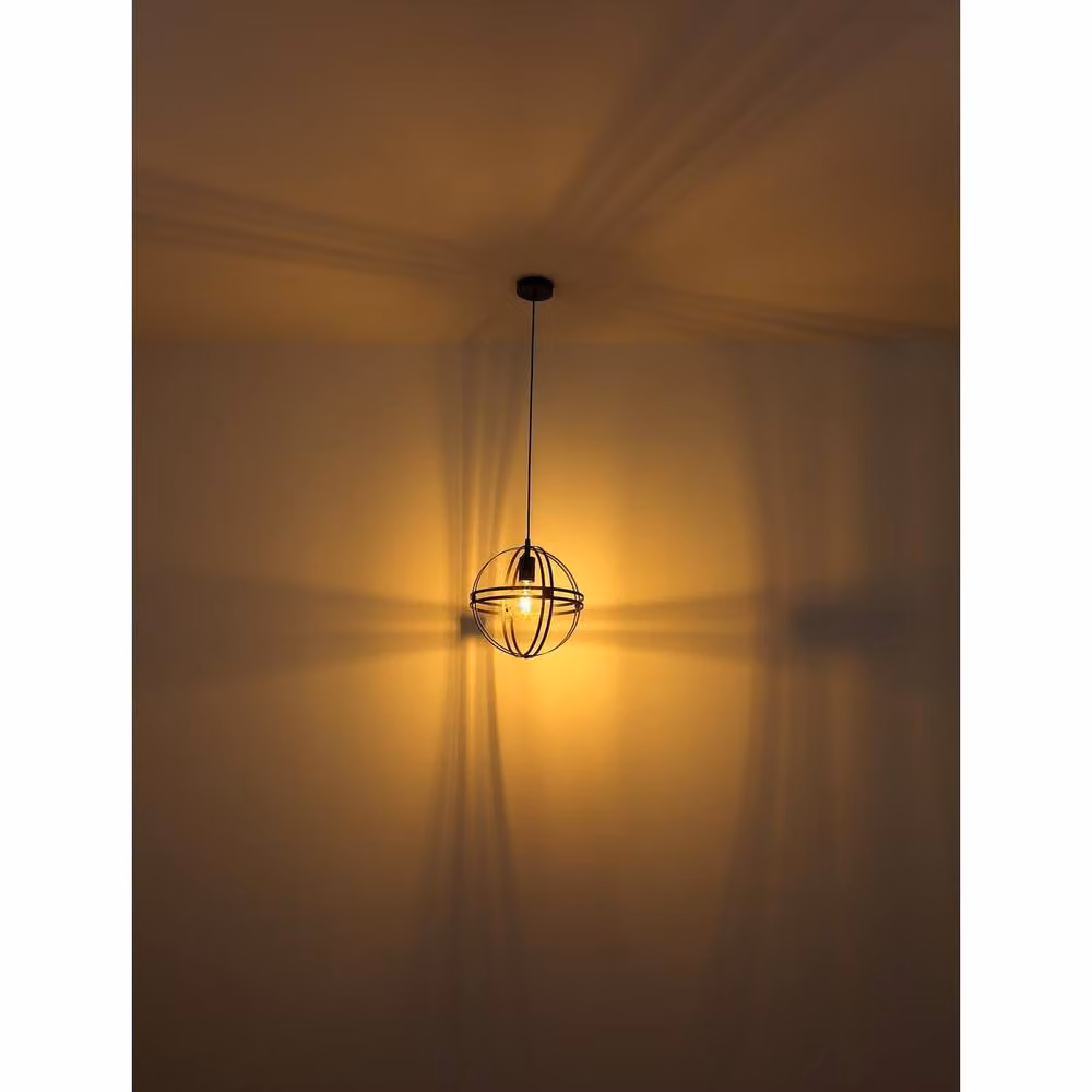 Netlighting Globo Lighting Spherical Metal Pendant Ceiling Light, Black, Diameter: 40 cm – 6