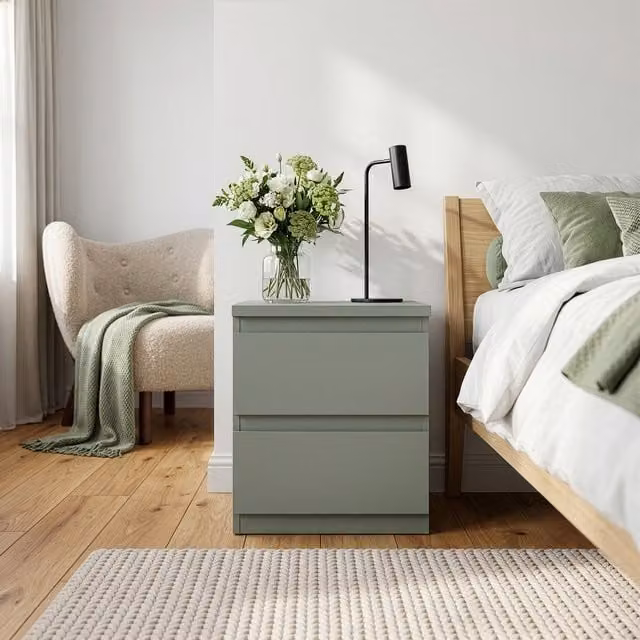 Furniture To Go Edmore 2 Drawer Bedside Table in Sage Green